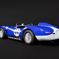 Classic Blue Convertible Race Car With Number 44 And White Accents