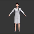 A woman wearing white doctor coat with stethoscope standing with arms outstretched against gray background
