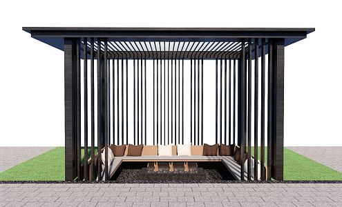 modern pavilion sunken space booth 3d model