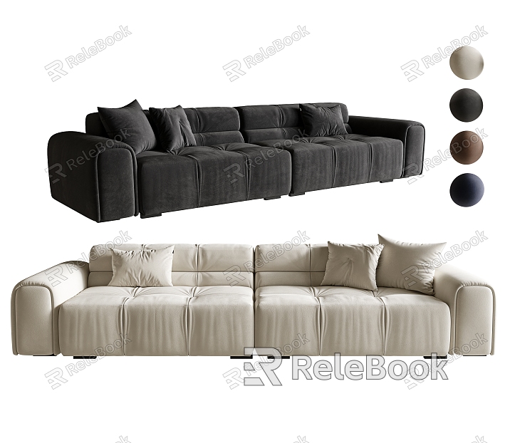 Cream style multi-person sofa set sofa three-person sofa multi-person sofa module sofa model