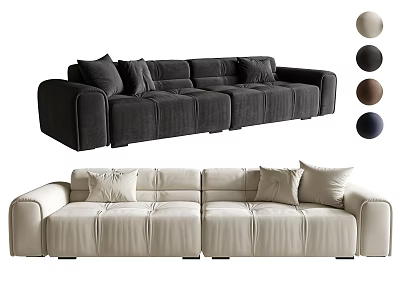 Modern Multi-Seat Sofa Design With Black And Beige Color Options And Comfortable Cushions 3d model
