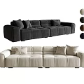 Cream style multi-person sofa set sofa three-person sofa multi-person sofa module sofa 3d model