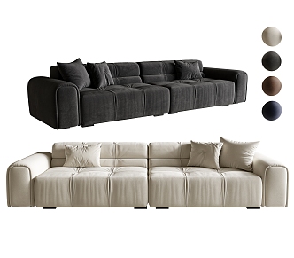 Cream style multi-person sofa set sofa three-person sofa multi-person sofa module sofa 3d model