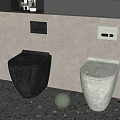 Modern Black and Gray Toilets with Wall Control Panels in Minimalist Bathroom
