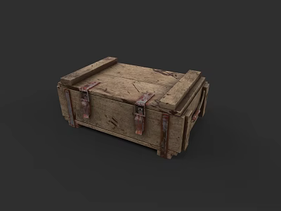 Weapon Storage Case Made Of Old Wooden Material With Metal Buckles And Straps 3d model