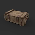 Weapon Storage Case Made Of Old Wooden Material With Metal Buckles And Straps