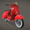 Red Vintage Vespa Scooter With Classic Design And Black Seat