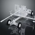 Detailed White Towed Artillery Weapon Model With Carriage And Wheels