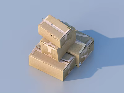 Stacked Cardboard Boxes Sealed With Packing Tape For Daily Essentials Storage 3d model