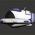 Futuristic Blue And White Device With Yellow Accents Circular Structure And Lens Like Component