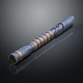 Futuristic Metal Weapon With Striped Gray And Yellow Textured Surface And Modern Sci Fi Design