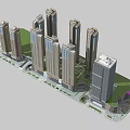 Aerial Urban Planning With Modern High Rise Buildings And Green Spaces