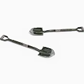 Two Green Entrenching Shovels With Metal Handles And Durable Shovel Heads For Outdoor Engineering Work