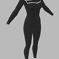 Stylish Slim Fit Black Long Sleeve Bodysuit With White Trim Details