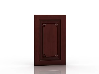 Dark Brown Hinged Door With Chinese Style Carved Patterns And Classic Design 3d model