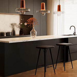 Modern Kitchen Island Table Dining Table and Chair 3d model