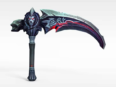 Tech Exhibition Hall Showcasing Futuristic Weapon With Intricate Black Red Metal Design 3d model