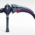 Tech Exhibition Hall Showcasing Futuristic Weapon With Intricate Black Red Metal Design