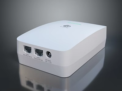 White Computer Network Peripheral Device With Ethernet Ports And Power Connector For Internet Use 3d model