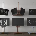 Stylish Modern TV Designs With Various Stands Time Display And Moon Patterns 3d model
