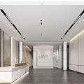 Modern Front Desk Reception Area With White Counter Bright Lighting And Elegant Columns