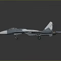 Gray Fighter Jet with Sleek Design Twin Tails Cockpit and Landing Gear