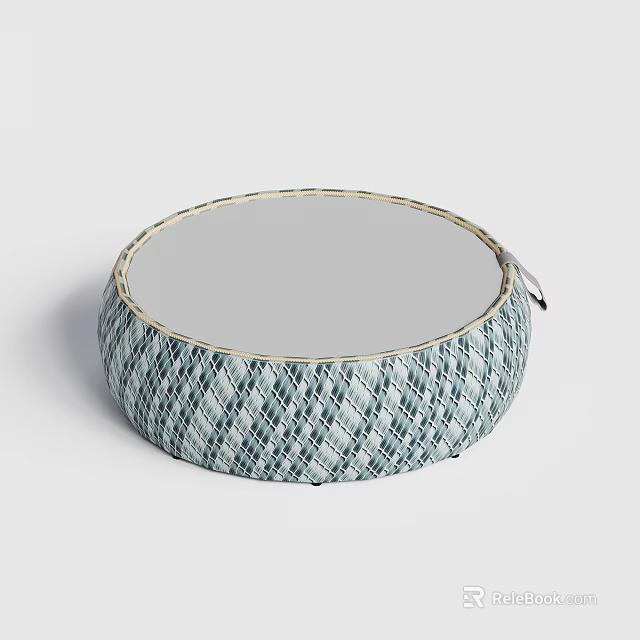 Elegant Modern Round Coffee Table With Mirrored Surface And Woven Texture Design 3d model