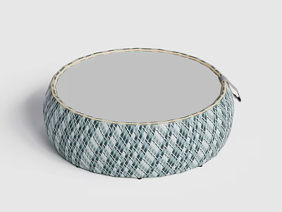 Elegant Modern Round Coffee Table With Mirrored Surface And Woven Texture Design 3d model