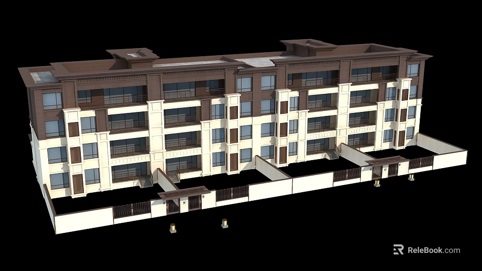 Modern Detached Villa Exterior With Multi Layer Design Large Windows And Balconies 3d model