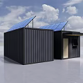 Modern Black Container Office Buildings With Two Units Windows And Sloped Roofs 3d model