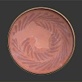 Intricate Pink Red Marbled Sculpture Bowl With Artistic Leaf Patterns