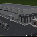 Industrial Factory Building With Road Parking Lot Truck And Trees