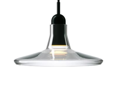 Modern Clear Glass Pendant Light With Black Accent And Visible Bulb 3d model