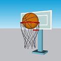 Interactive Zone Basketball Hoop With Ball In Net Against Blue Sky And Clouds