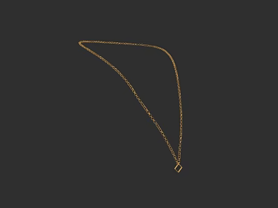 Stylish Gold Necklace With Thin Chain And Square Geometric Pendant Design 3d model