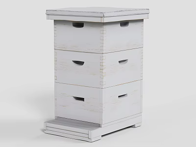 White Rustic Wooden Multi Drawer Storage Cabinet With Simple Design And Functional Drawers 3d model