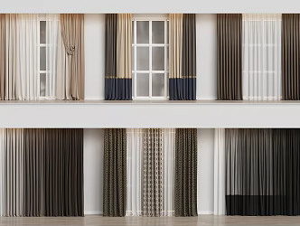 Modern Home Curtain Combination Color-matching Curtain Fabric Curtain Milk Tea Curtain 3d model