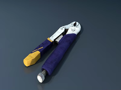 Heavy Duty Locking Pliers with Purple Yellow Handle Adjustable Screw and Metal Grip 3d model