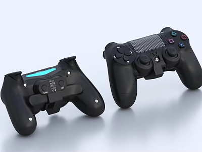 Pair Of Black Wireless Game Controllers With Ergonomic Design For Entertainment Electronics 3d model