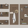 Chic Wall Decor with Floating Shelves Pegboard Panels Hanging Accessories Small Plants and Decorative Items 3d model