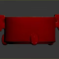 Sculpted Red Circular Mechanical Component With Protruding Parts And Smooth Glossy Surface