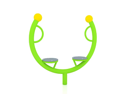 Green U Shaped Outdoor Playground Equipment With Yellow Balls And Two Seats 3d model