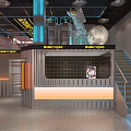 Space Themed WANDA CLOUD KTV Interior With Astronaut Model Moon Decoration Metallic Counter And Staircase