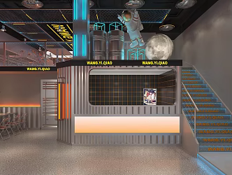 Modern Industrial LOFT Restaurant 3d model