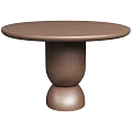 Round Brown Wooden Dining Table With Modern Minimalist Unique Base Design 3d model