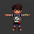 3D Boy Character Design With Brown Spiky Hair Backpack And Outstretched Arms