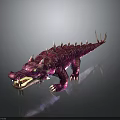 Pink Spiked Fantasy Crocodile 3D Model With Metallic Texture And Shiny Surface
