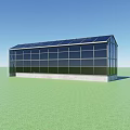 Modern Glass Canopy Structure With Metal Frame And Concrete Base On Grass