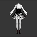 Elegant White Blouse Paired With Black Skirt Red Accents White Tights And Red Shoes