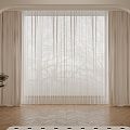 Cream wind curtain gauze curtain 3d model